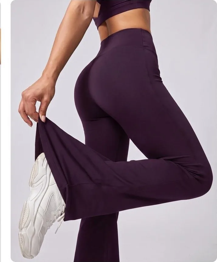 Nylon Pocket Flared Leggings