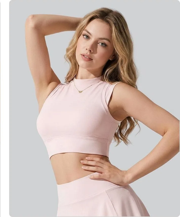 Nylon Mock Neck Tank Top