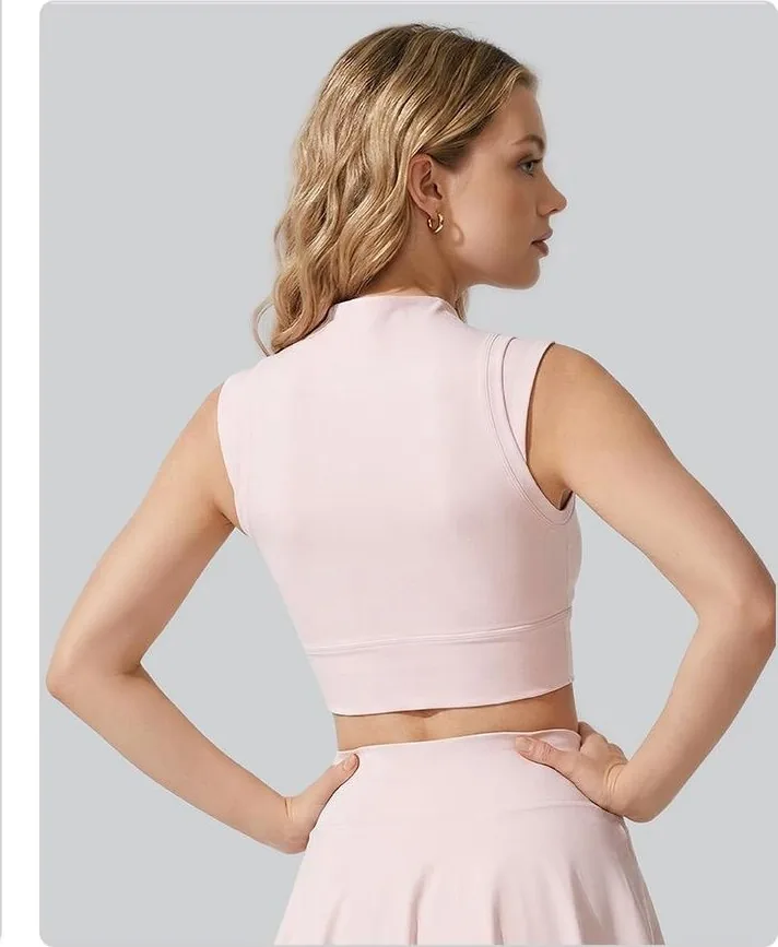Nylon Mock Neck Tank Top