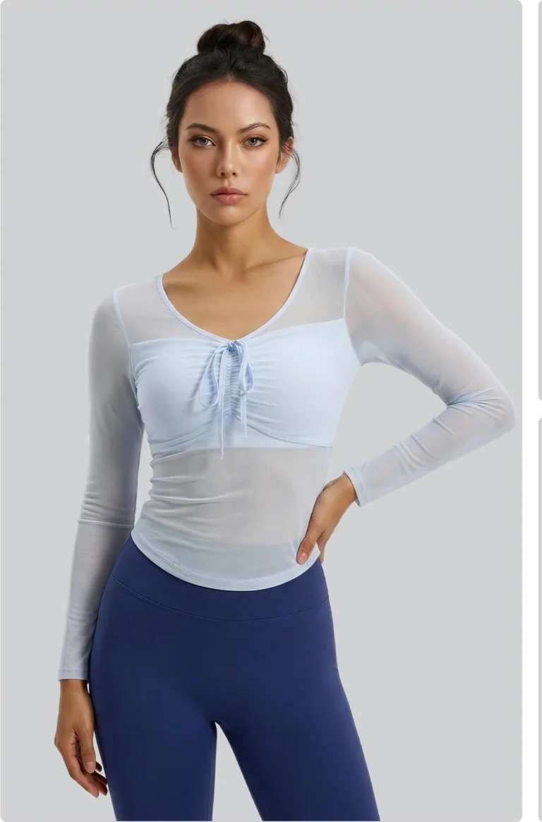Mesh Tie Long Sleeve Top