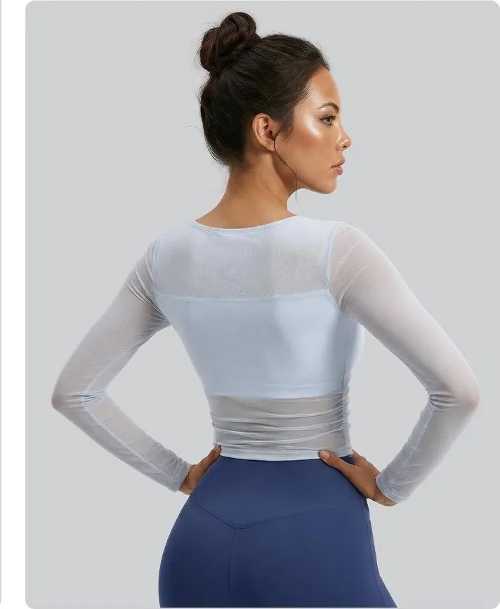 Mesh Tie Long Sleeve Top