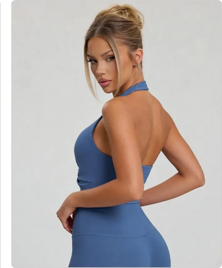 Nylon Halter Sports Bra