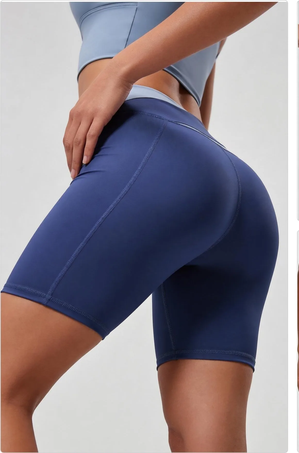 Peach Color-Block Biker Shorts
