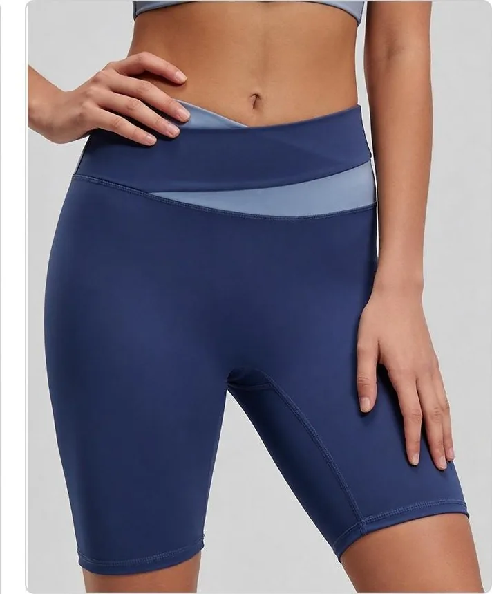 Peach Color-Block Biker Shorts