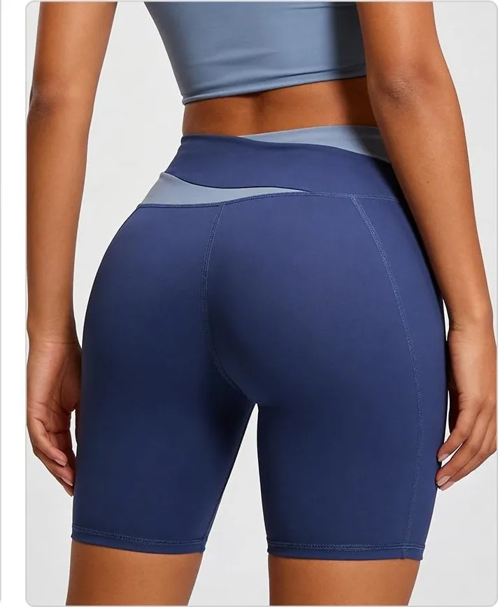 Peach Color-Block Biker Shorts