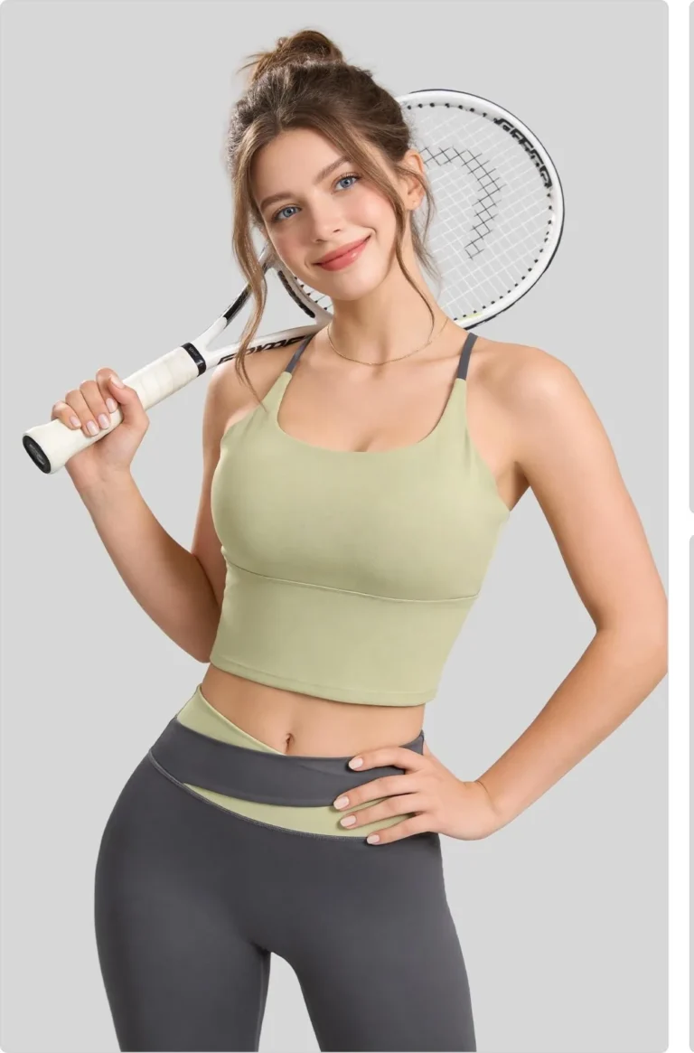Peach Color-Block Strappy Sports Bra