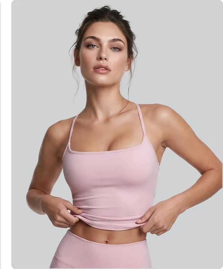 Peach Square Neck Racerback Tank Top