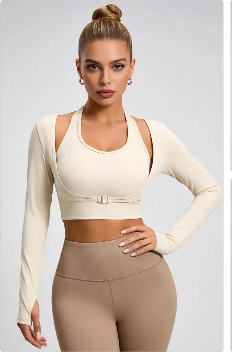 Peach Halter Sport Long Sleeve Top