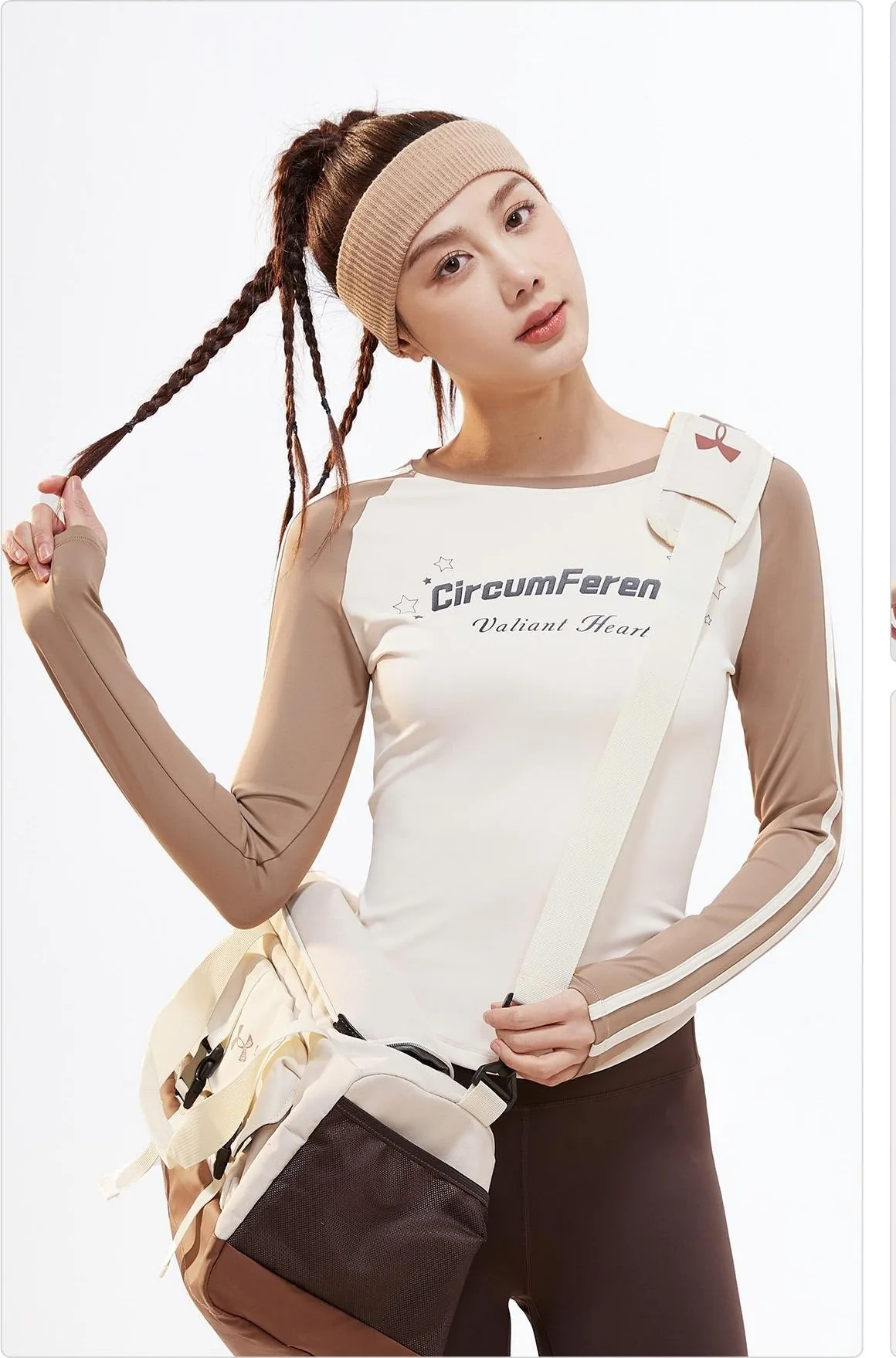 Peach Logo Printed Long Sleeve Top