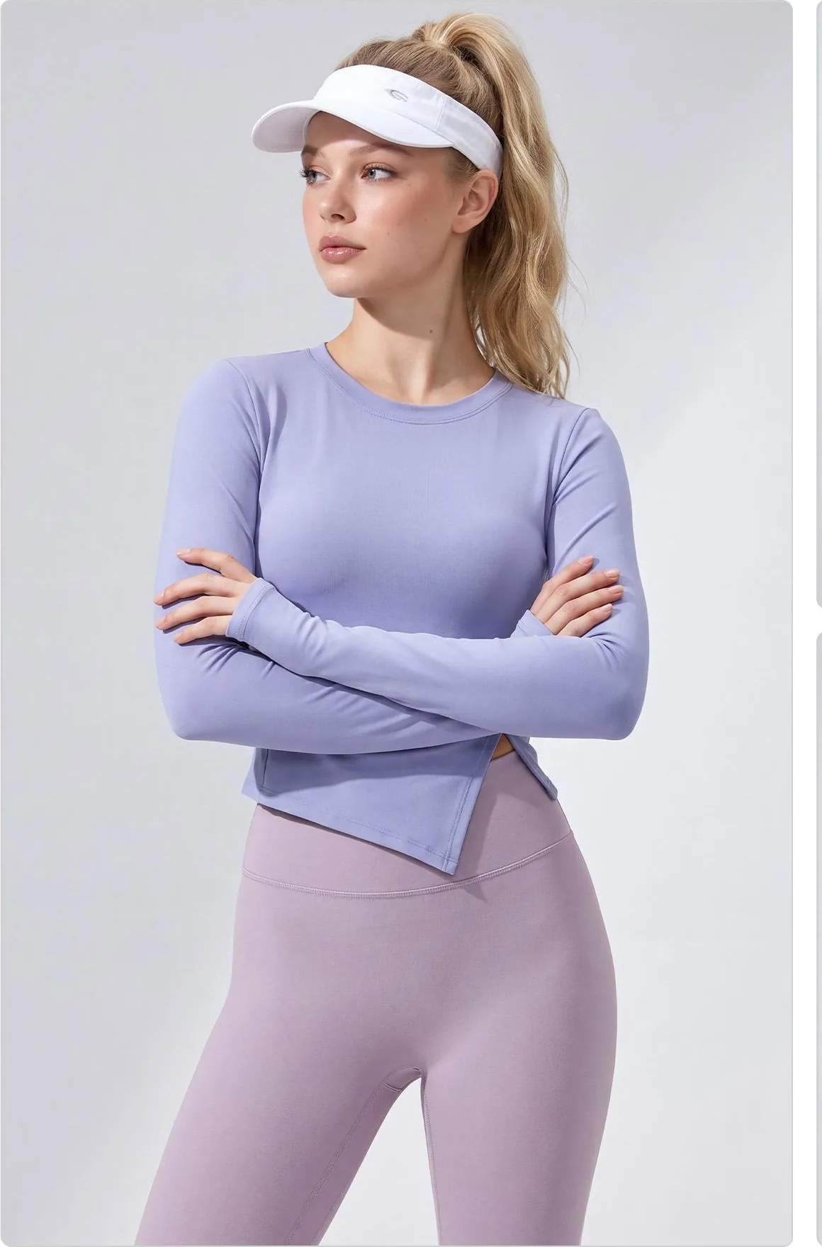 Peach Slit Long Sleeve Top