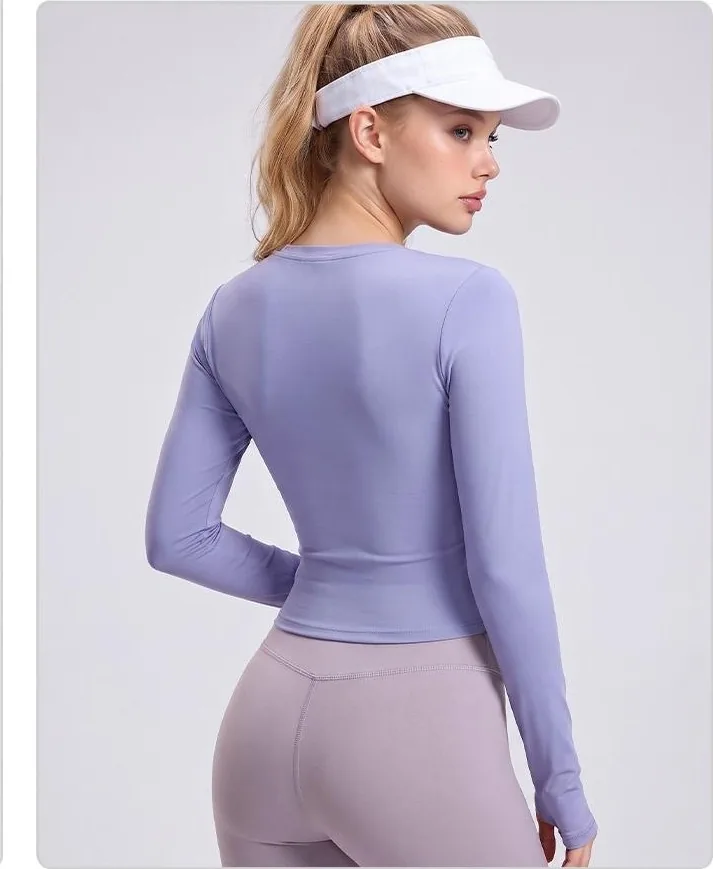 Peach Slit Long Sleeve Top
