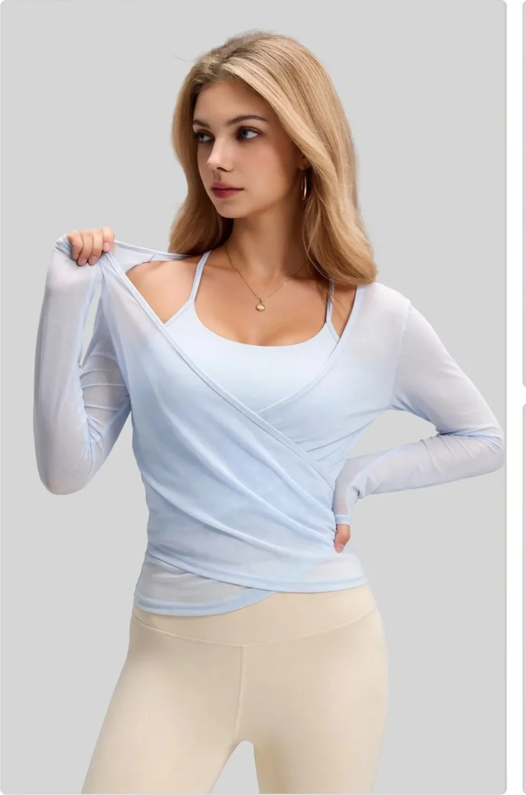 Overlapping Mesh Long Sleeve Top