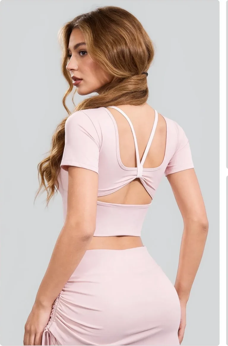 Peach Butterfly-Back Short Sleeve Top