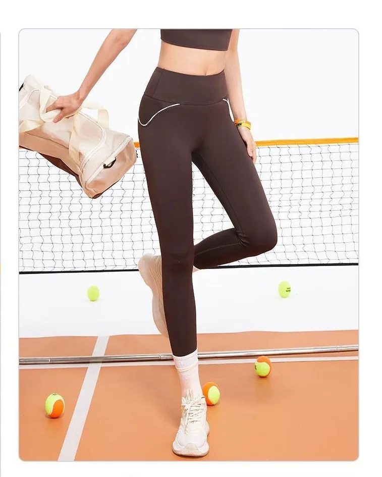 Peach Mini Logo Line-Detailed Leggings