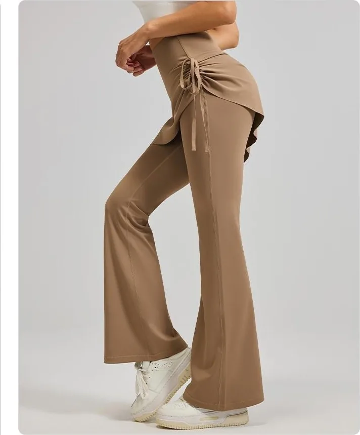 Peach Ruched Flared Skort