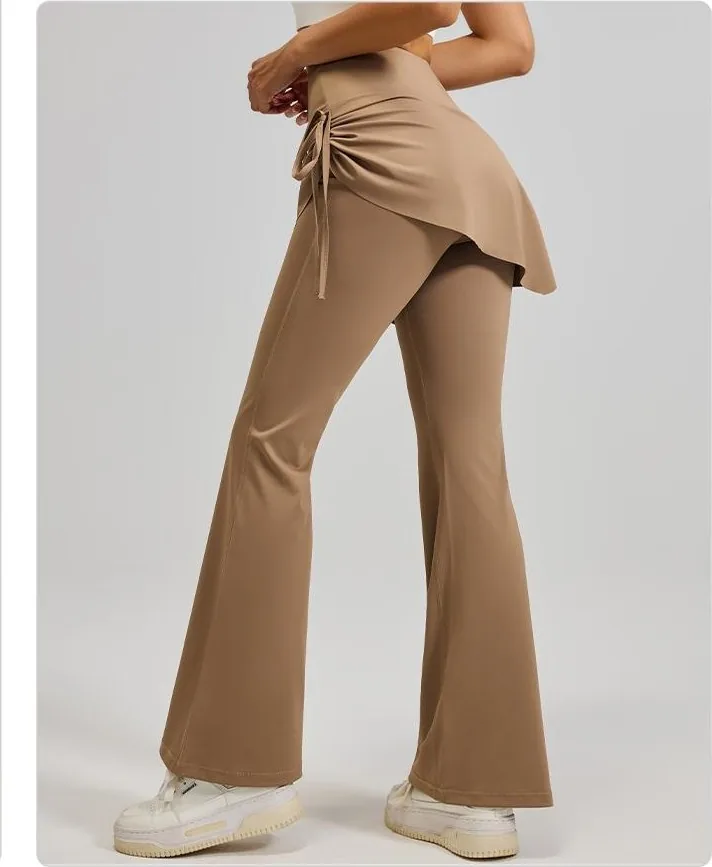 Peach Ruched Flared Skort