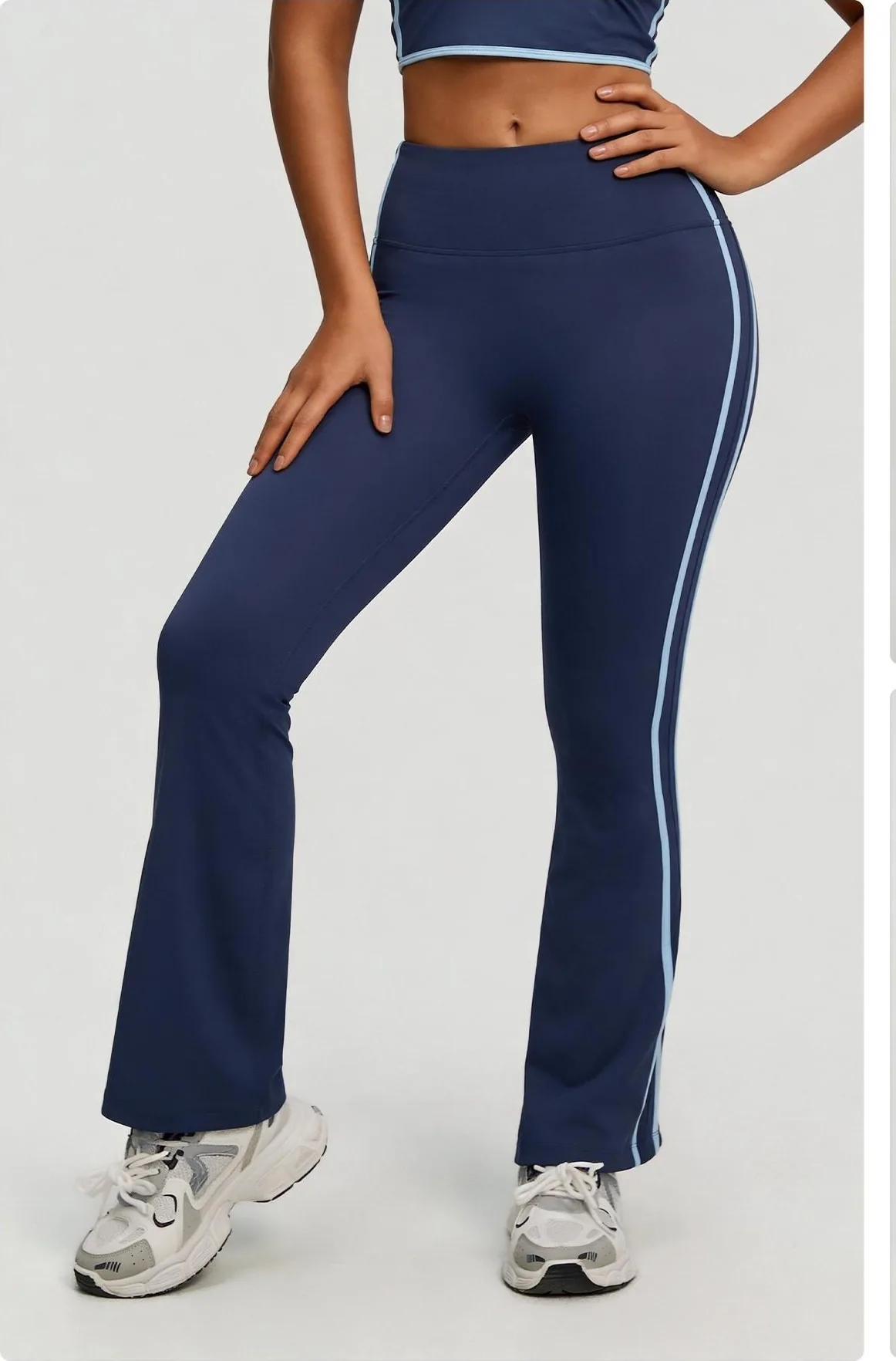 Peach Linear-Seam Flared Leggings