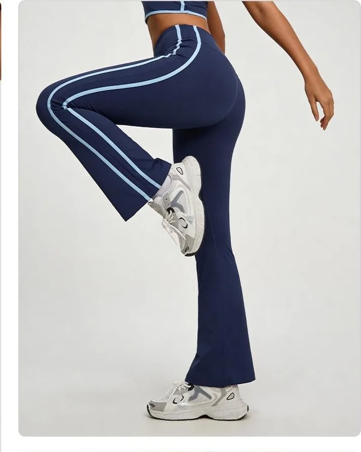 Peach Linear-Seam Flared Leggings