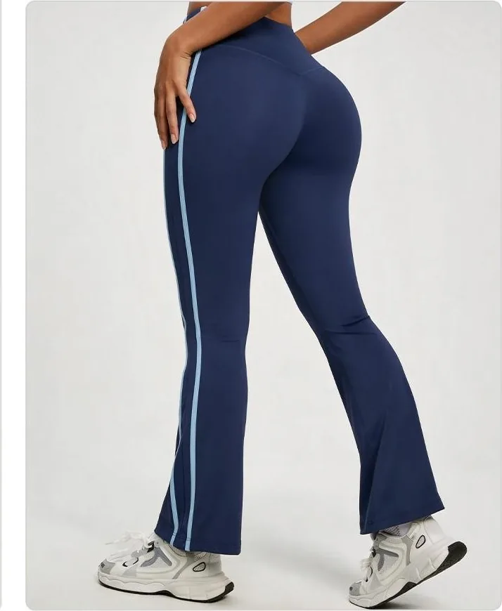 Peach Linear-Seam Flared Leggings
