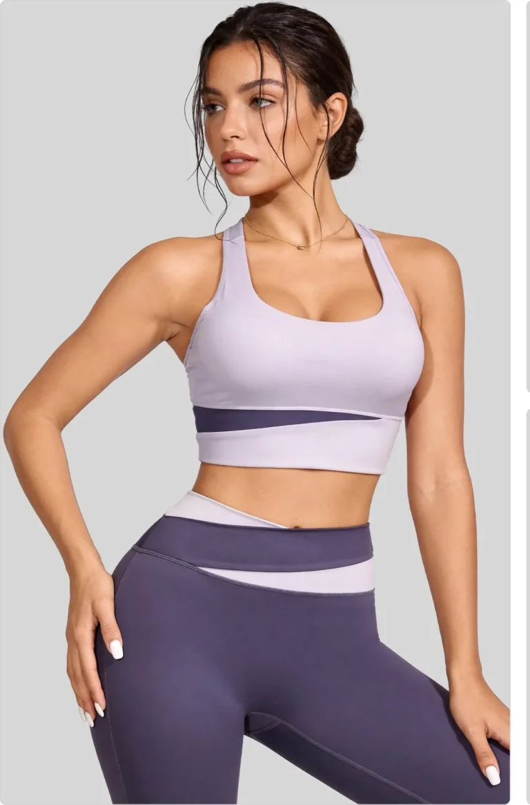 Peach Color-Block Sports Bra