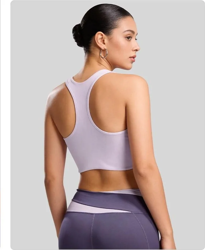 Peach Color-Block Sports Bra