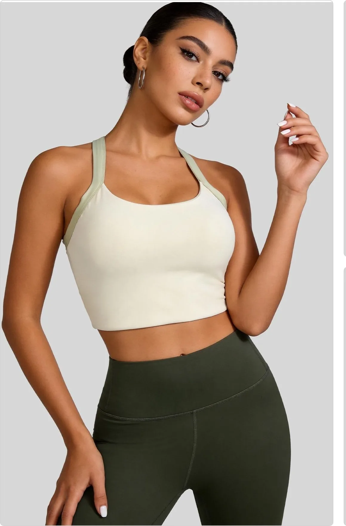 Peach Strap Color-Block Sports Bra