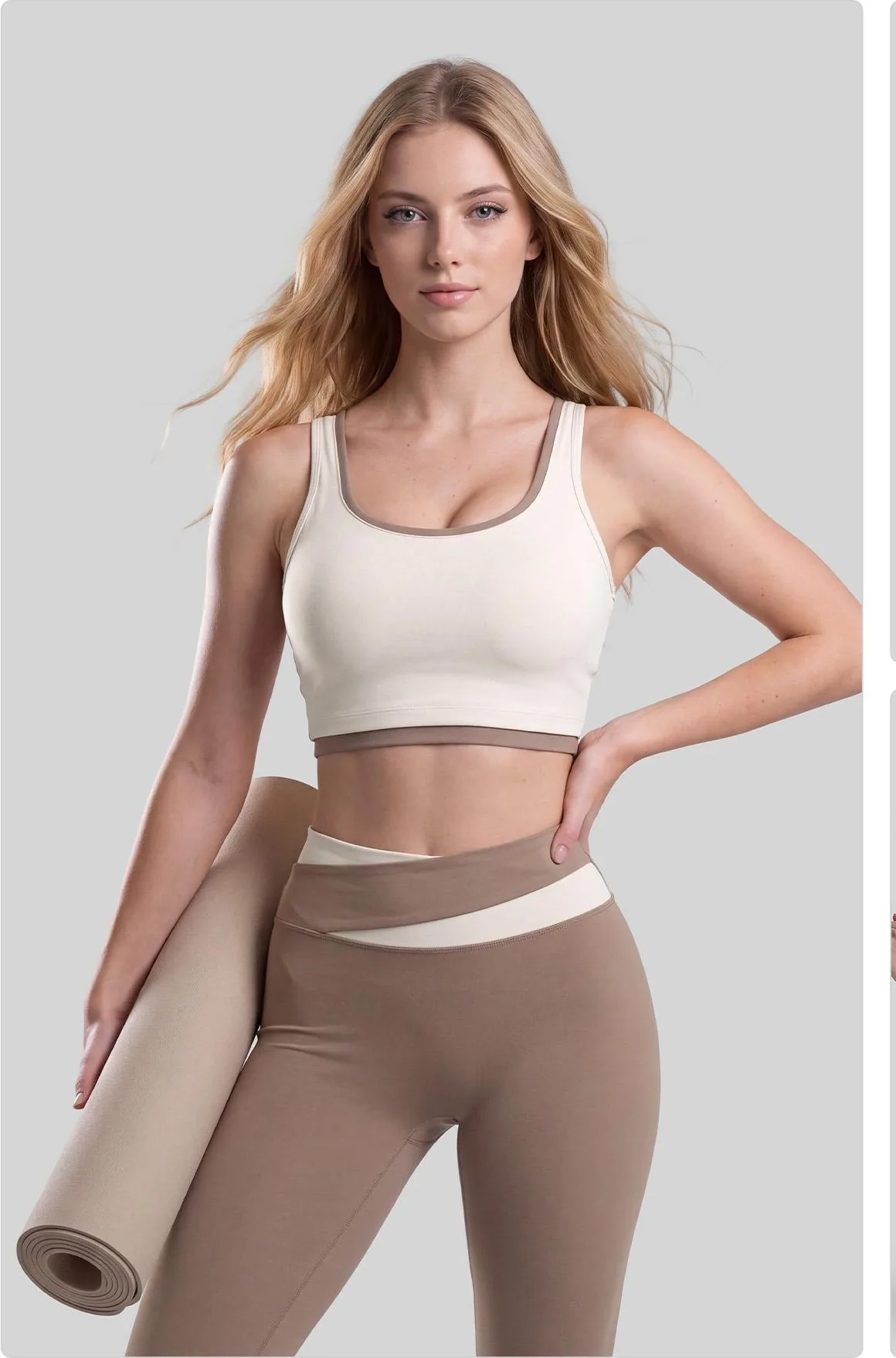 Peach Color-Block Trim Sports Bra