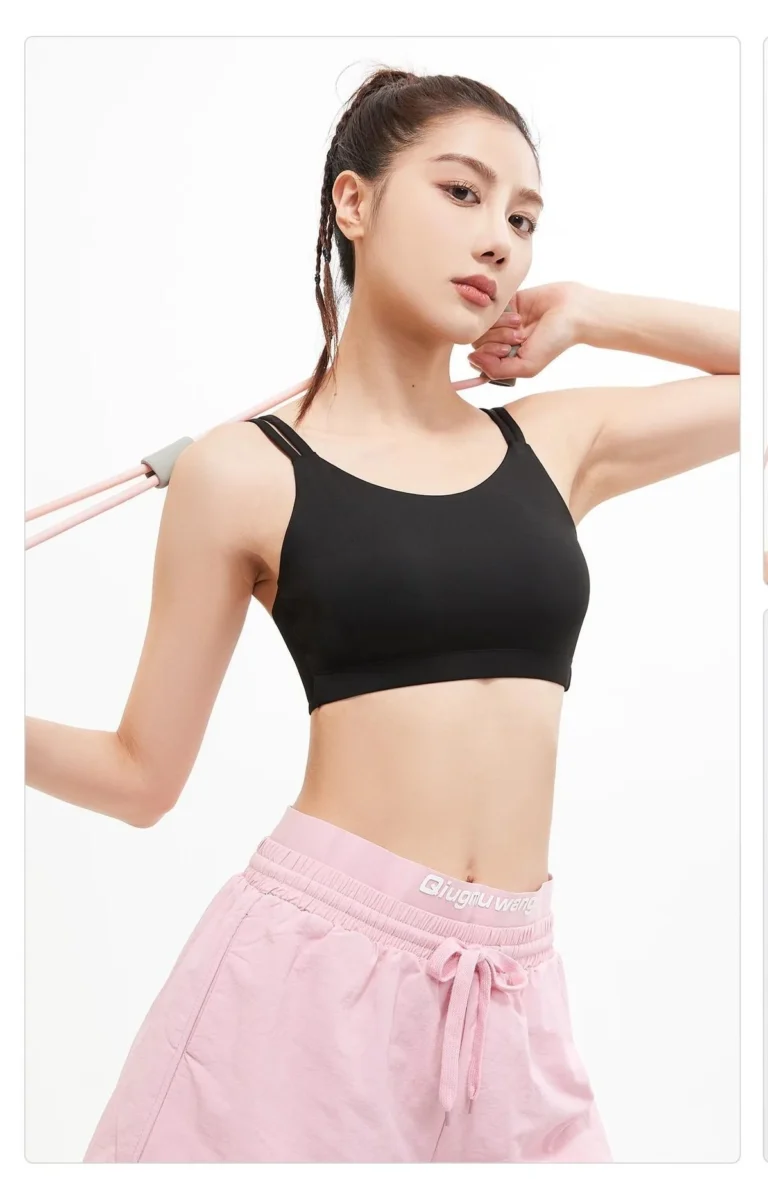 Peach Thin Double-Strap Sports Bra