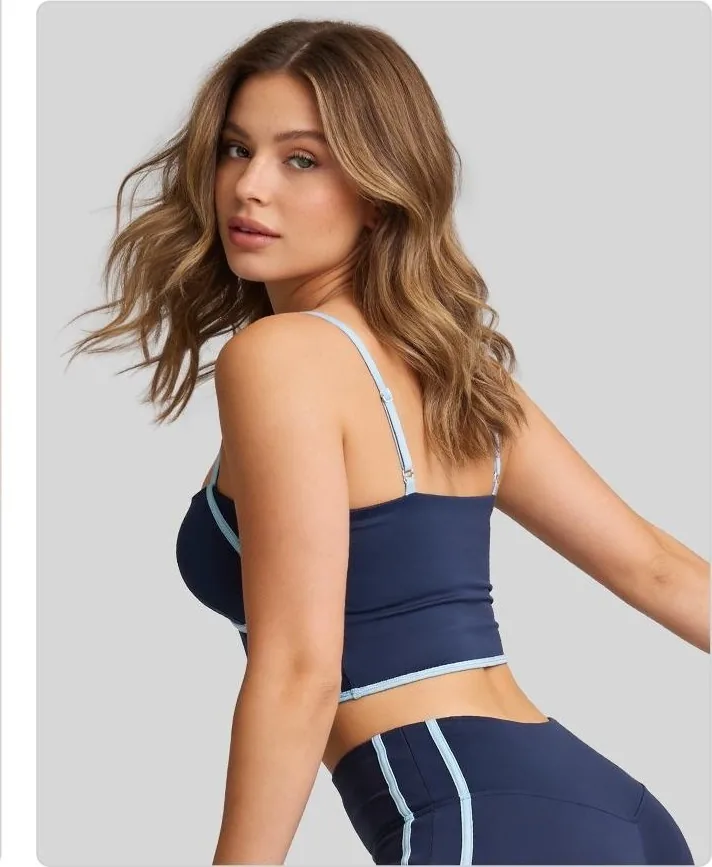 Peach Linear-Seam Sports Bra