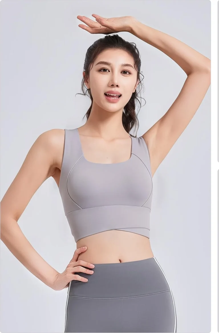 Peach High-Waist Cross Sports Bra