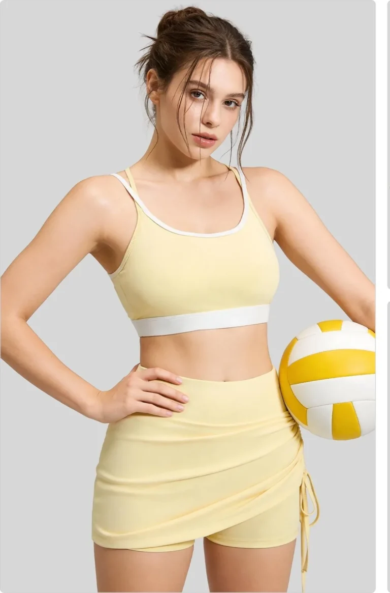 Peach Contrast Open-Back Sports Bra