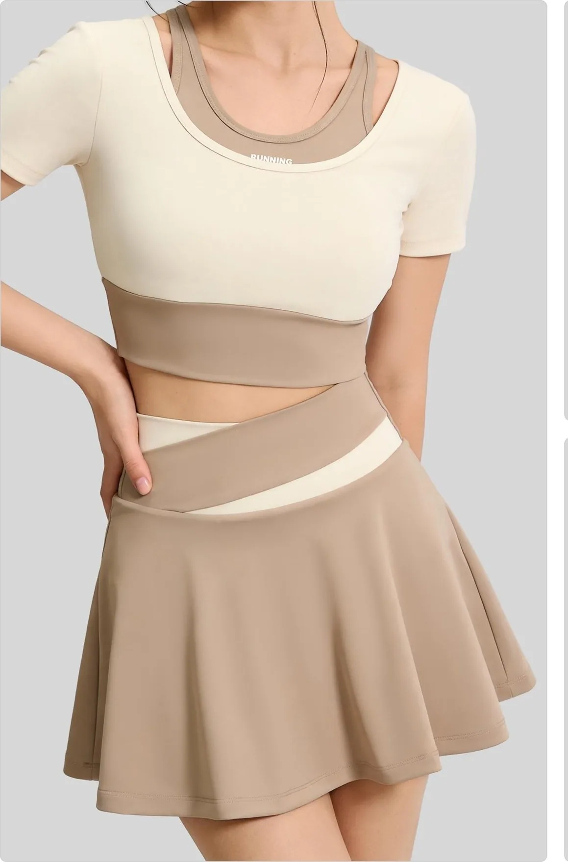 Peach Color-Block Skirt
