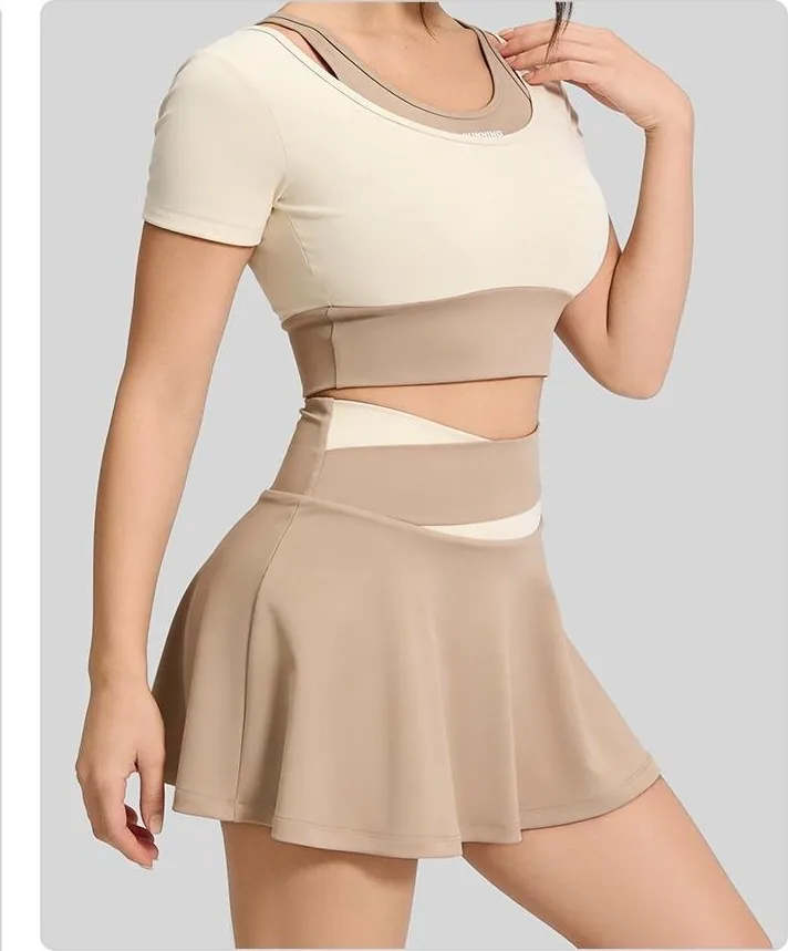 Peach Color-Block Skirt