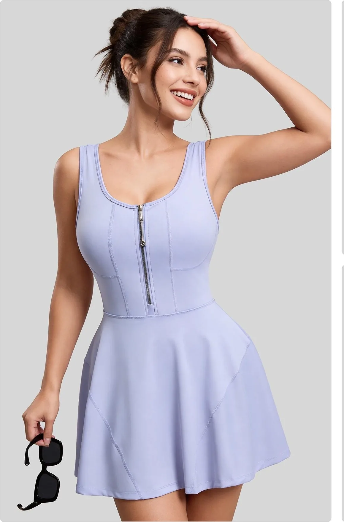 Peach Zip Bodysuit Dress
