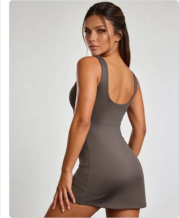 Peach Bodysuit Dress