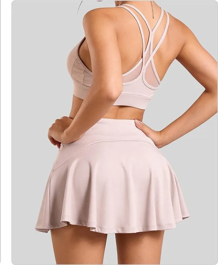 Peach A-Line Pleated Skirt