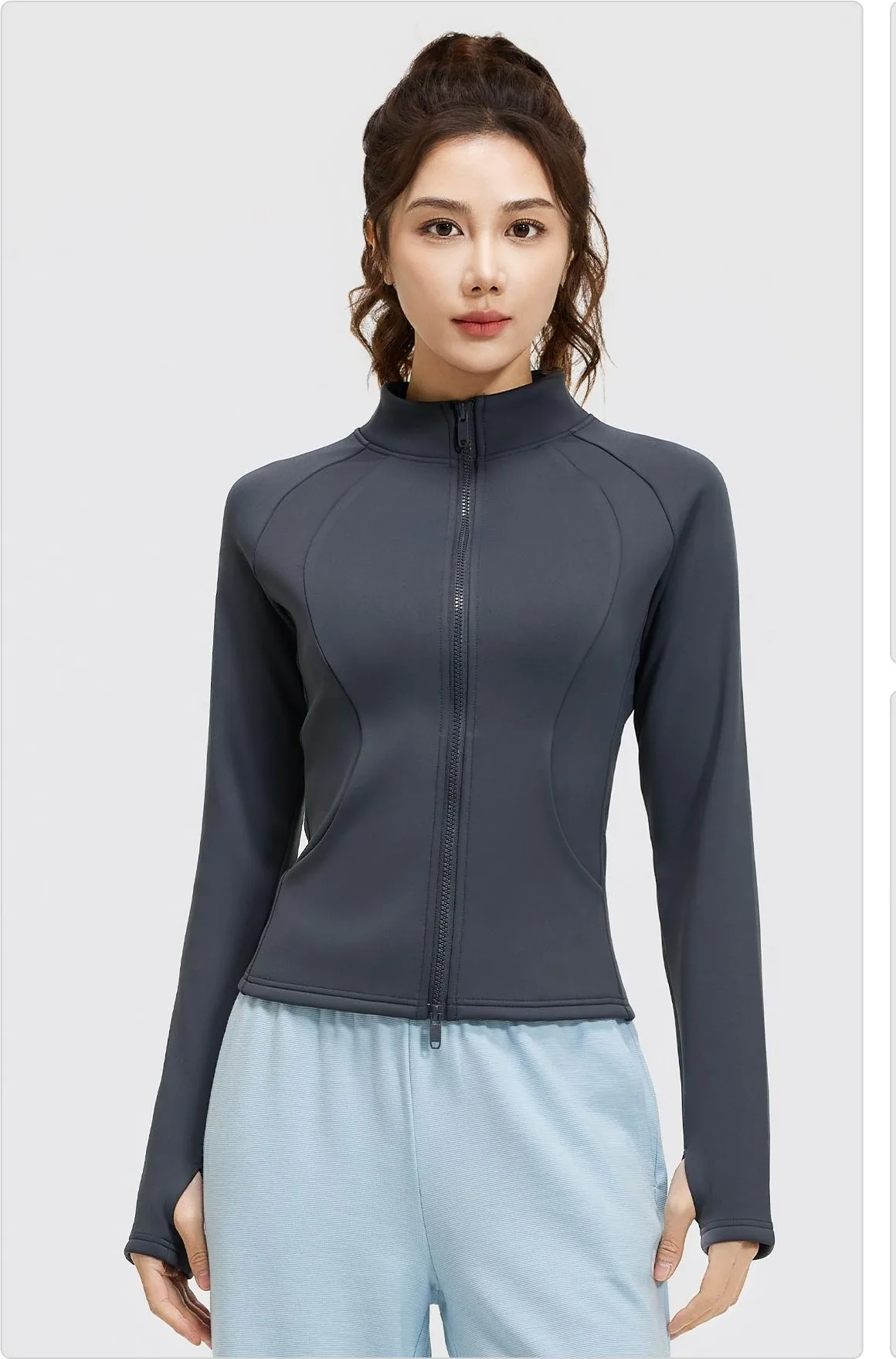 Peach Fleece Stand Collar Pocket Jacket