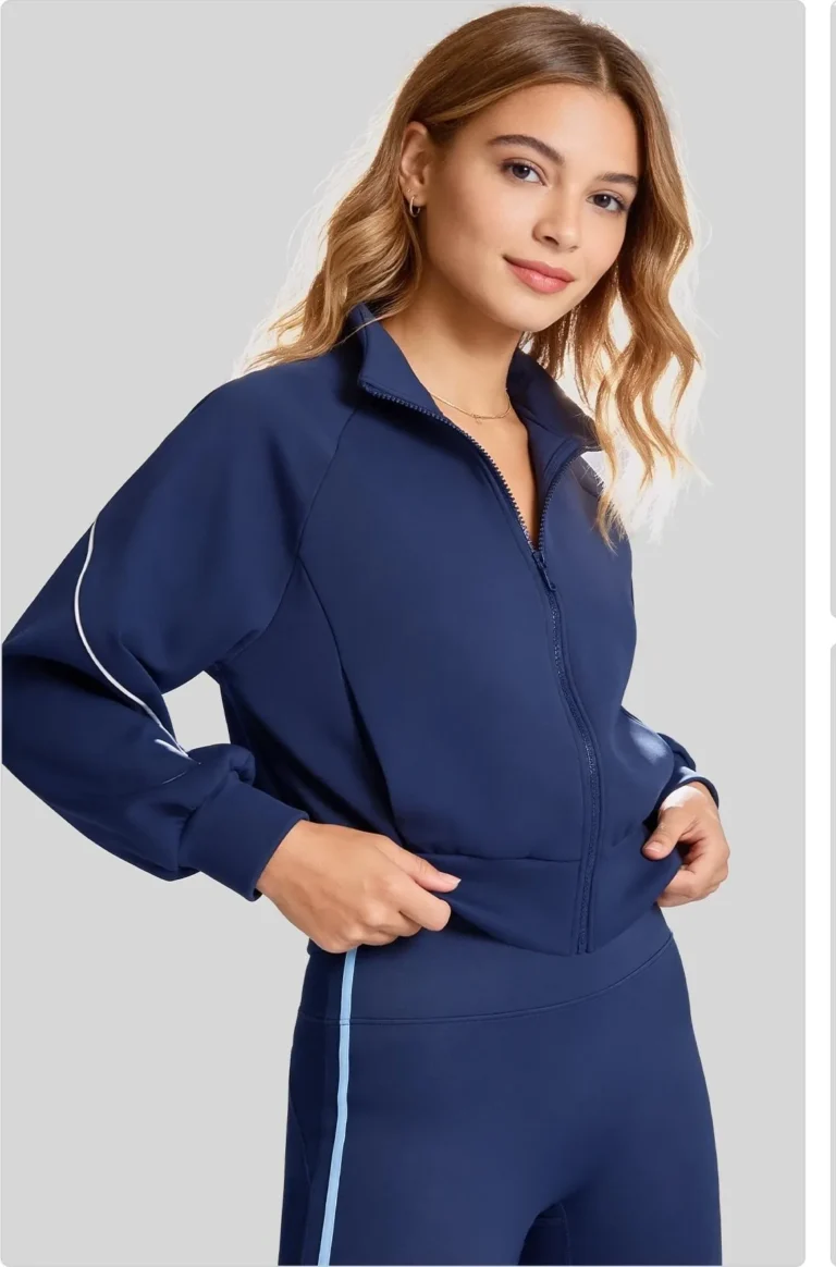 Peach Contrast-Stripe Fleece-Lined Jacket
