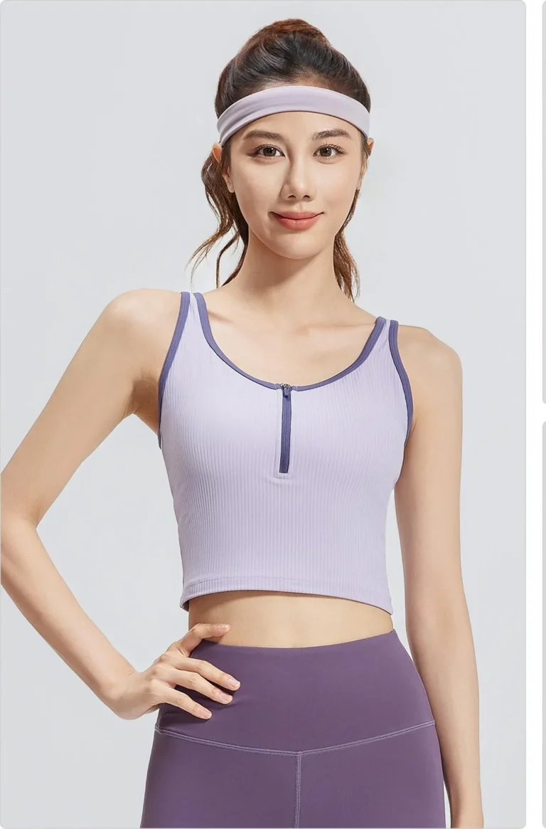 Striped Zip Contrast Tank Top