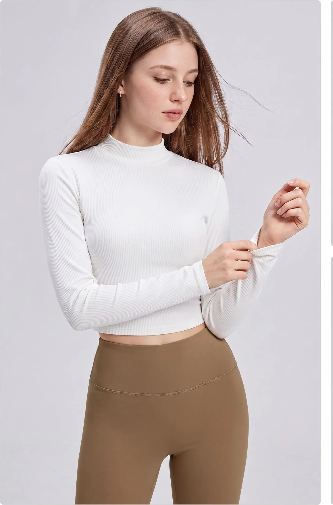 Striped Mock Neck Long Sleeve Top