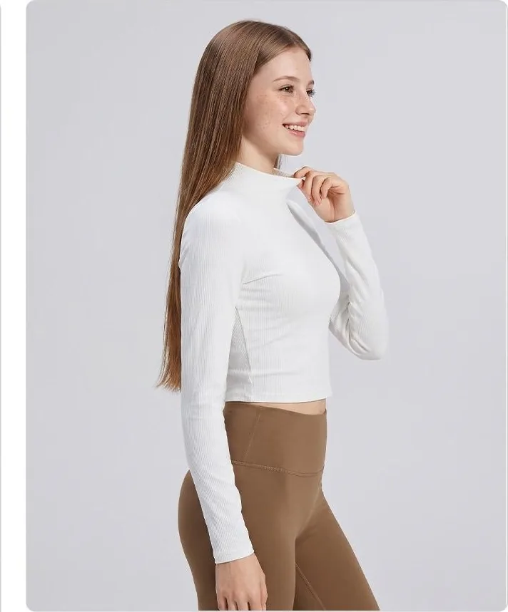 Striped Mock Neck Long Sleeve Top