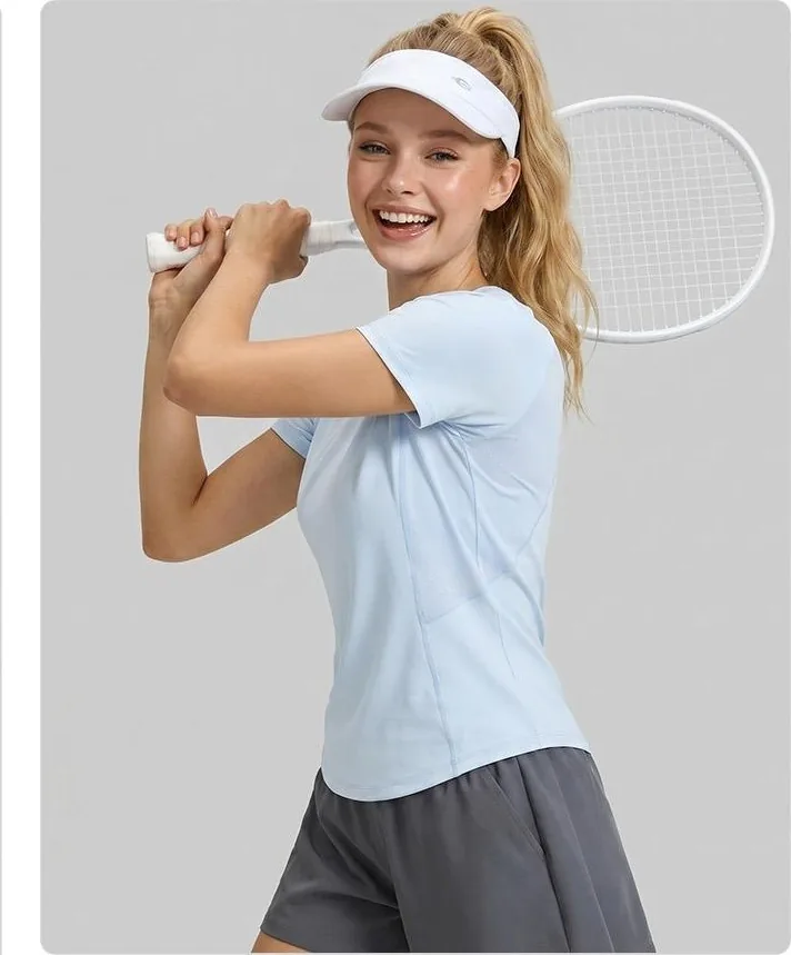 Back-Curve Mesh Loose Short Sleeve Top