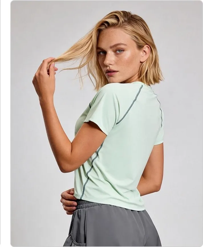 Contrast Piped Loose Short Sleeve Top