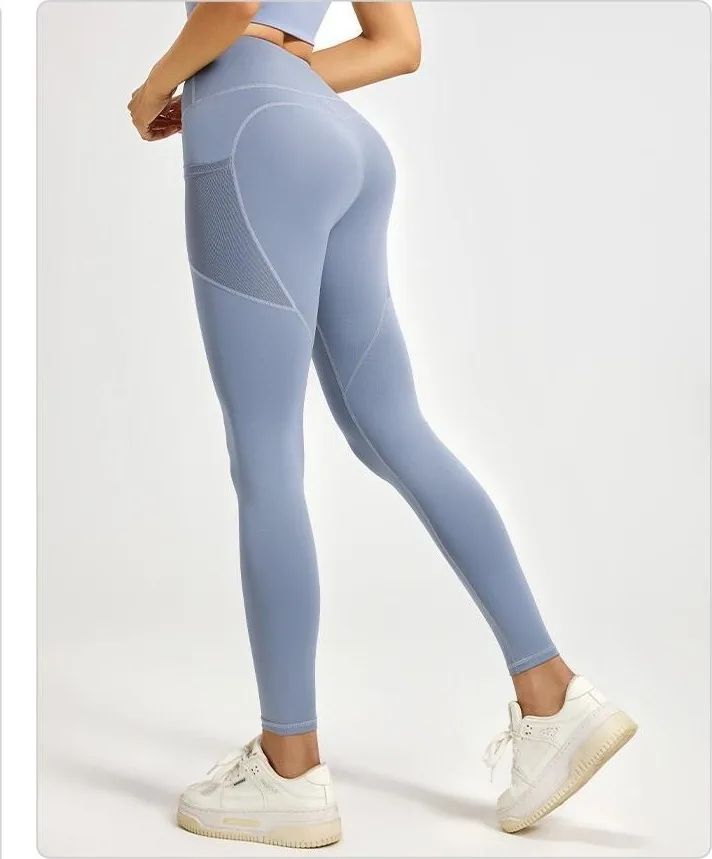 Peach Mesh Side Pocket Leggings