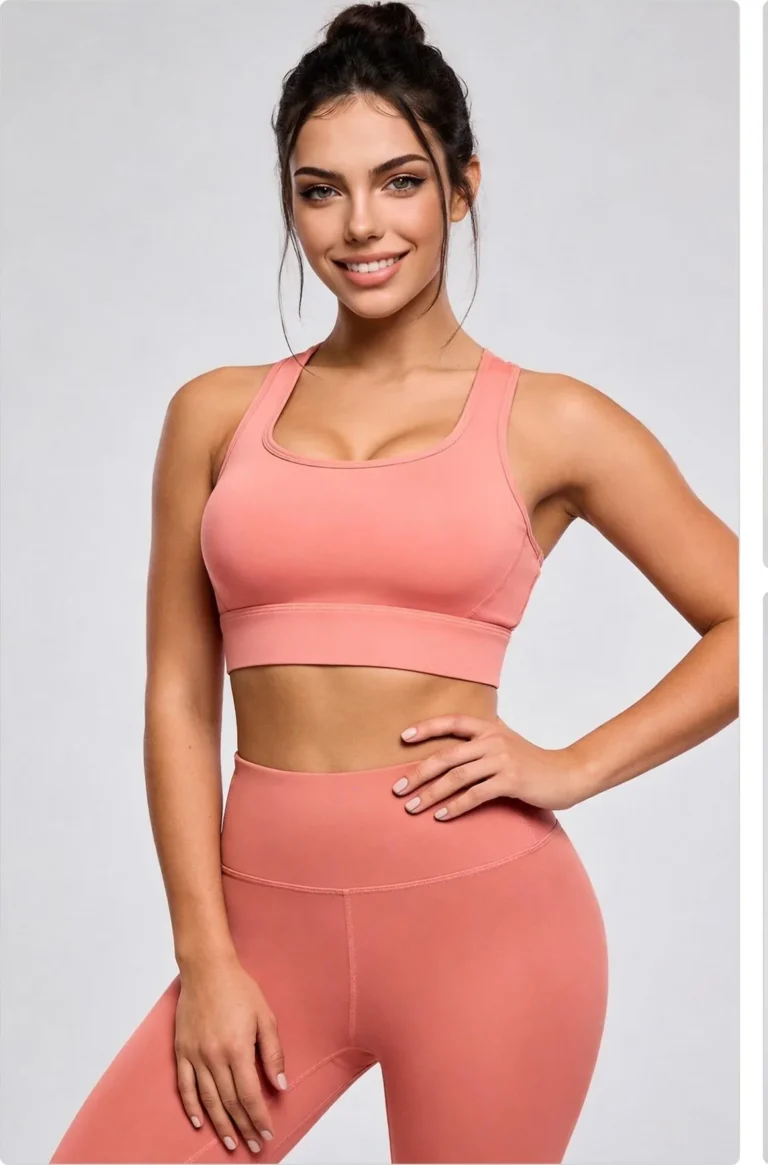 Peach Button-Front Sports Bra 01