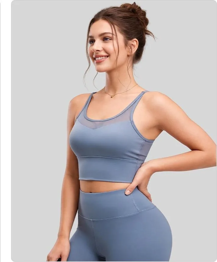 Thin-Strap Mesh Sports Bra