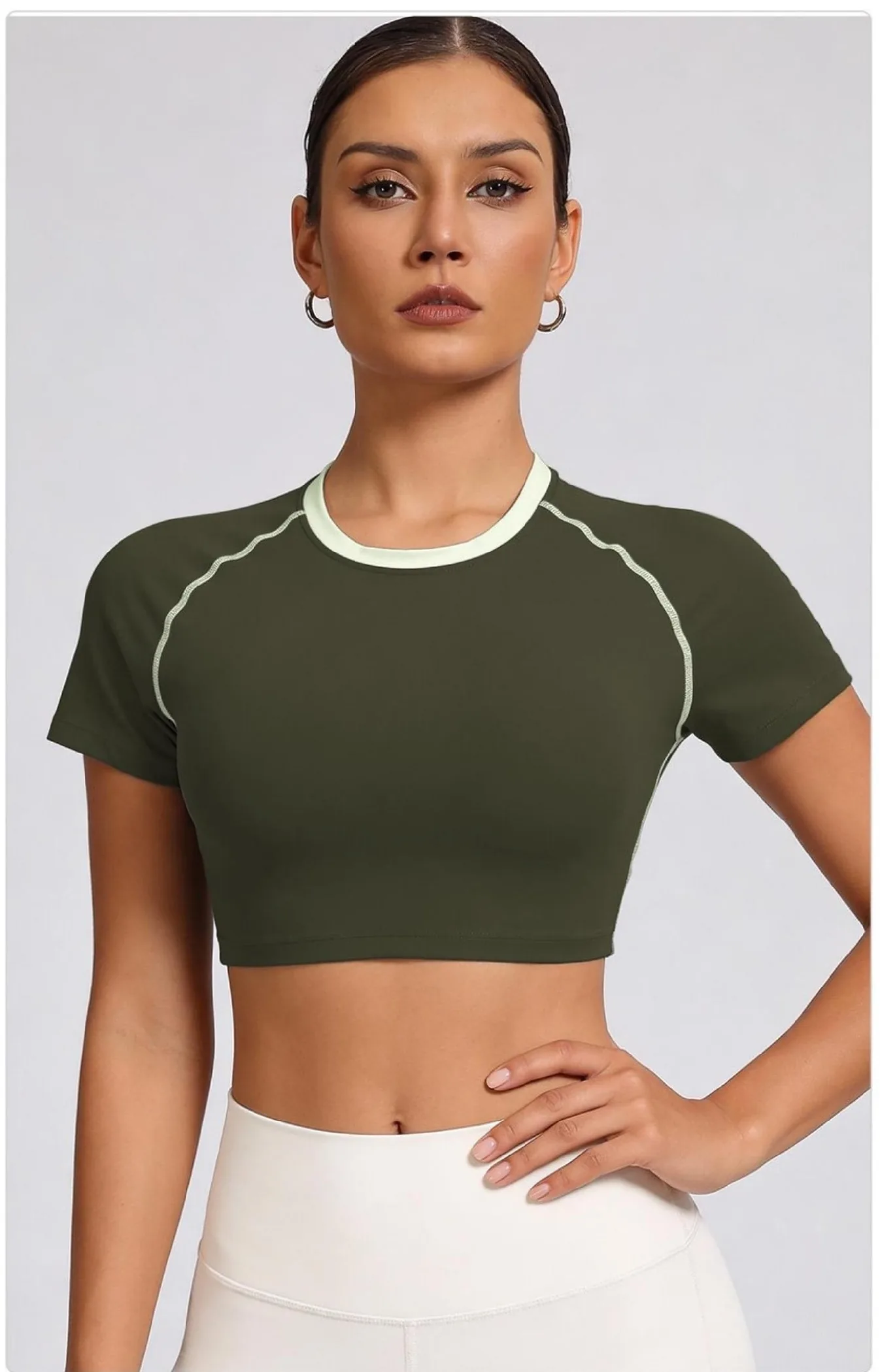 Contrast Crew Neck Short Sleeve Top