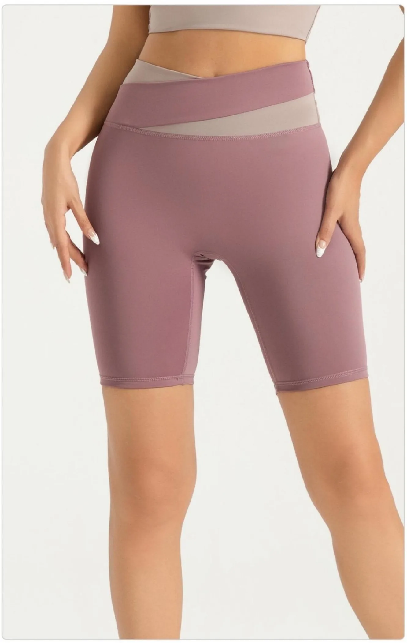 Peach Color-Block Biker Shorts