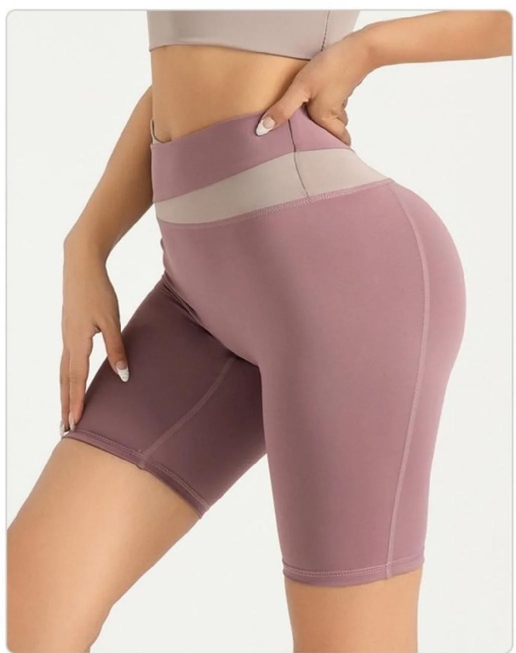 Peach Color-Block Biker Shorts