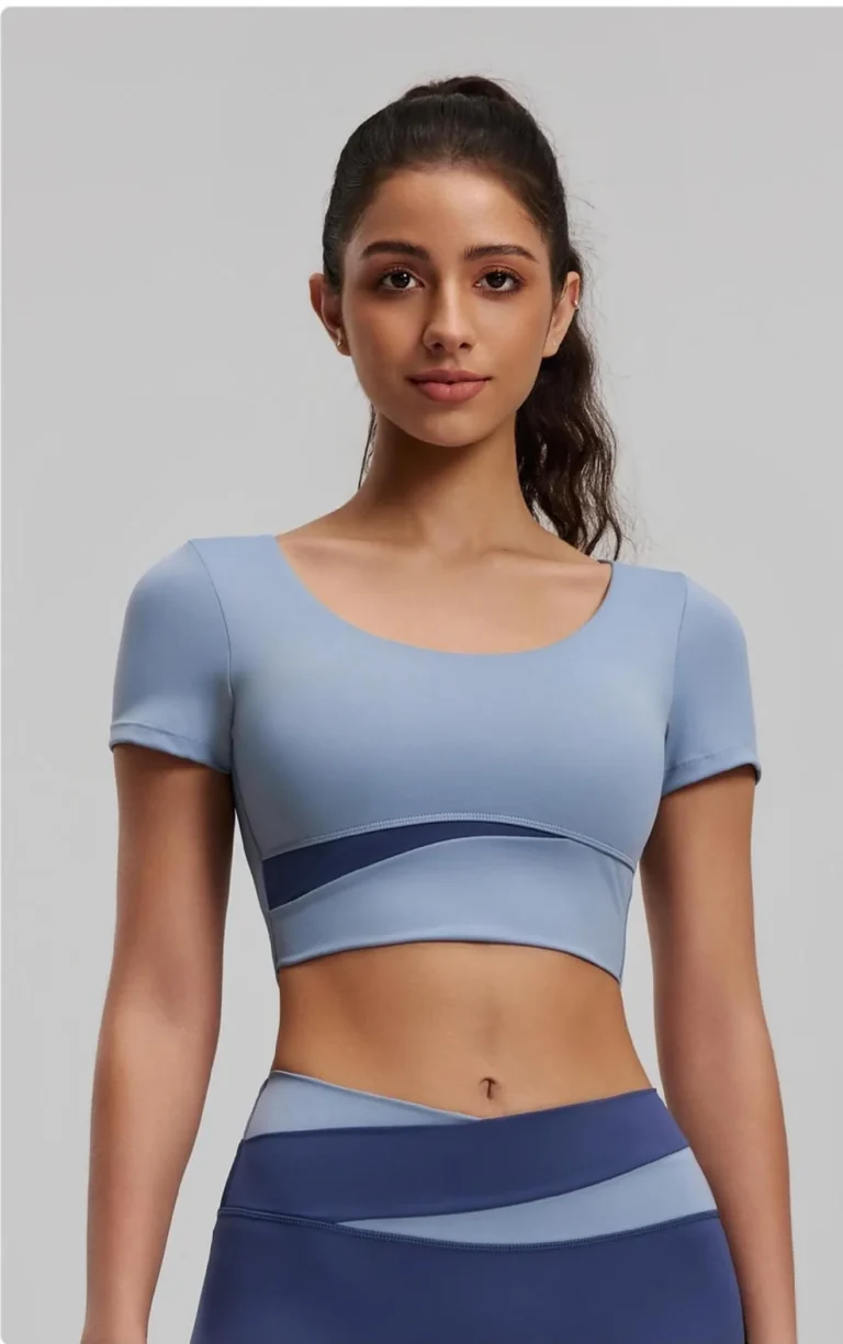 Peach Color-Block Short Sleeve Top